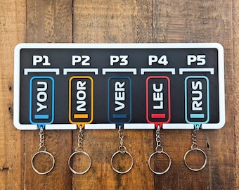 F1 Grid-Style Keys Holder Wall Mount P1 P2 P3 P4 P5 Personalized or Driver Keychains 2025 Formula One Merch Family 5 Person Home Décor