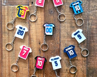 Football Shirt Keychain Custom Personalised Team Gifts Party Favours for Kids, Parents & Coaches