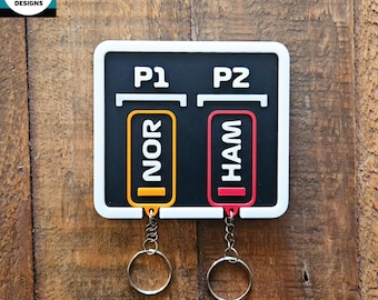 2026 F1 Grid-Style Keys Holder Wall Mount P1 P2 Personalized or Driver Keychains Bag Charms Formula One Couple 2 Person Home Décor Gift