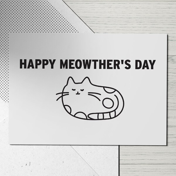 Printable Meowther's Day Card - Mother's Day, Cat Lady, Funny Comical Silly Joke Printables - Gift For Mom - DIGITAL FILES