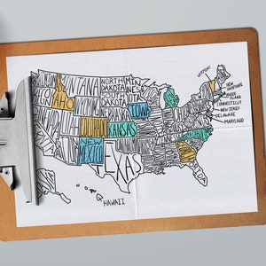 Printable USA State Map Coloring Page - Blank Travel Print, US sales map, pour camping-car, minimaliste, cadeau pour voyageur, fichiers numériques
