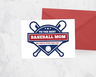 Printable Baseball Mom mother&#39;s day Card - Sweet Sports Printables, DIY, cards from children - Gift For Mom - DIGITAL FILES