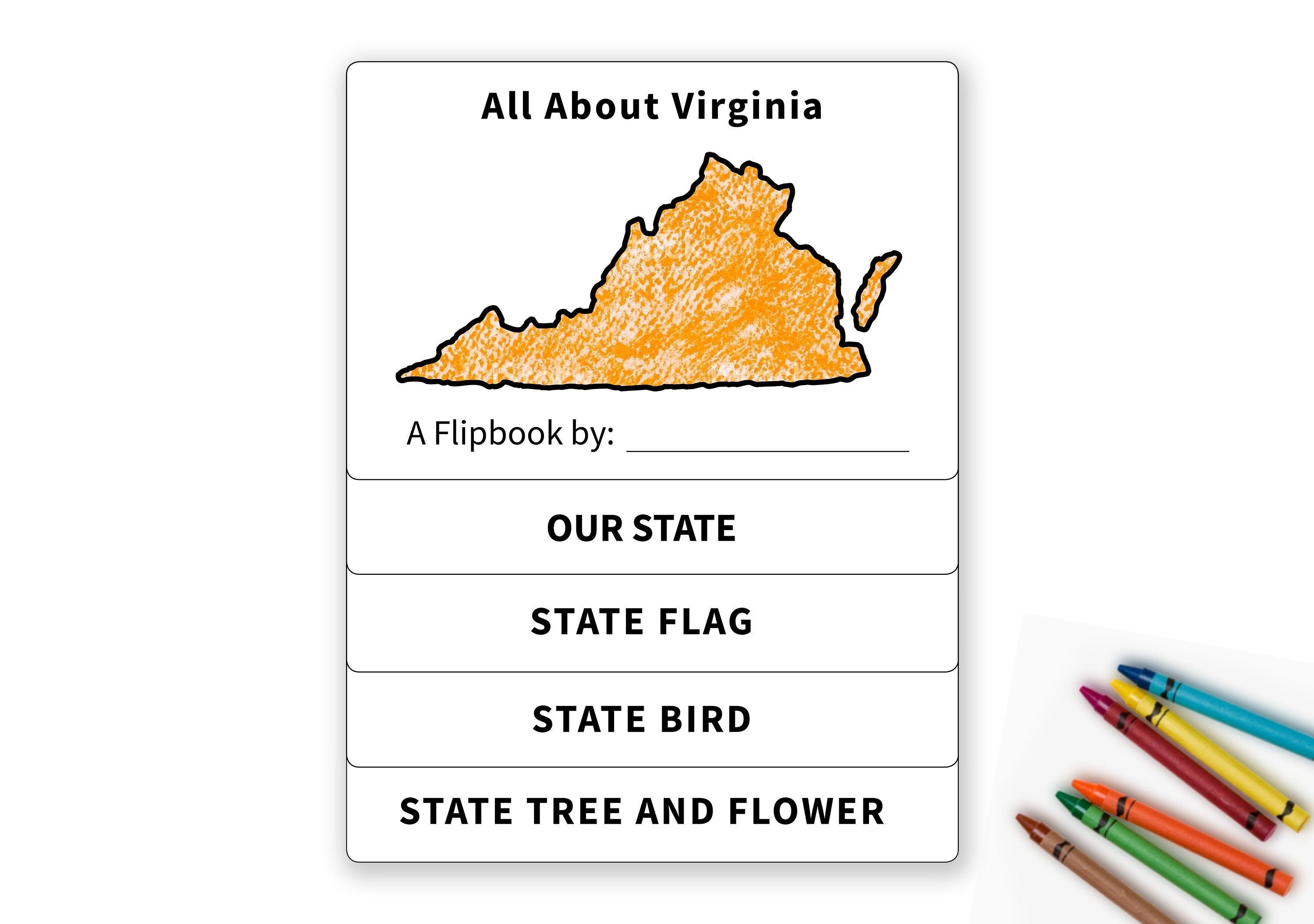Virginia Worksheet Printable, Flip Book, VA SOL, Activity, Toddler