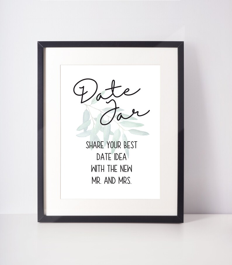Date Jar Sign Eucalyptus Minimalistic DIGITAL Printable Bridal Shower ...