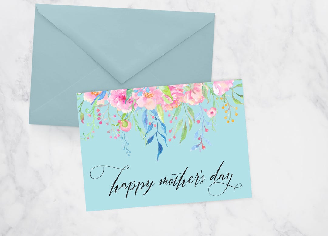 Watercolor Floral Mother's Day Card – Printable Digital File - Etsy