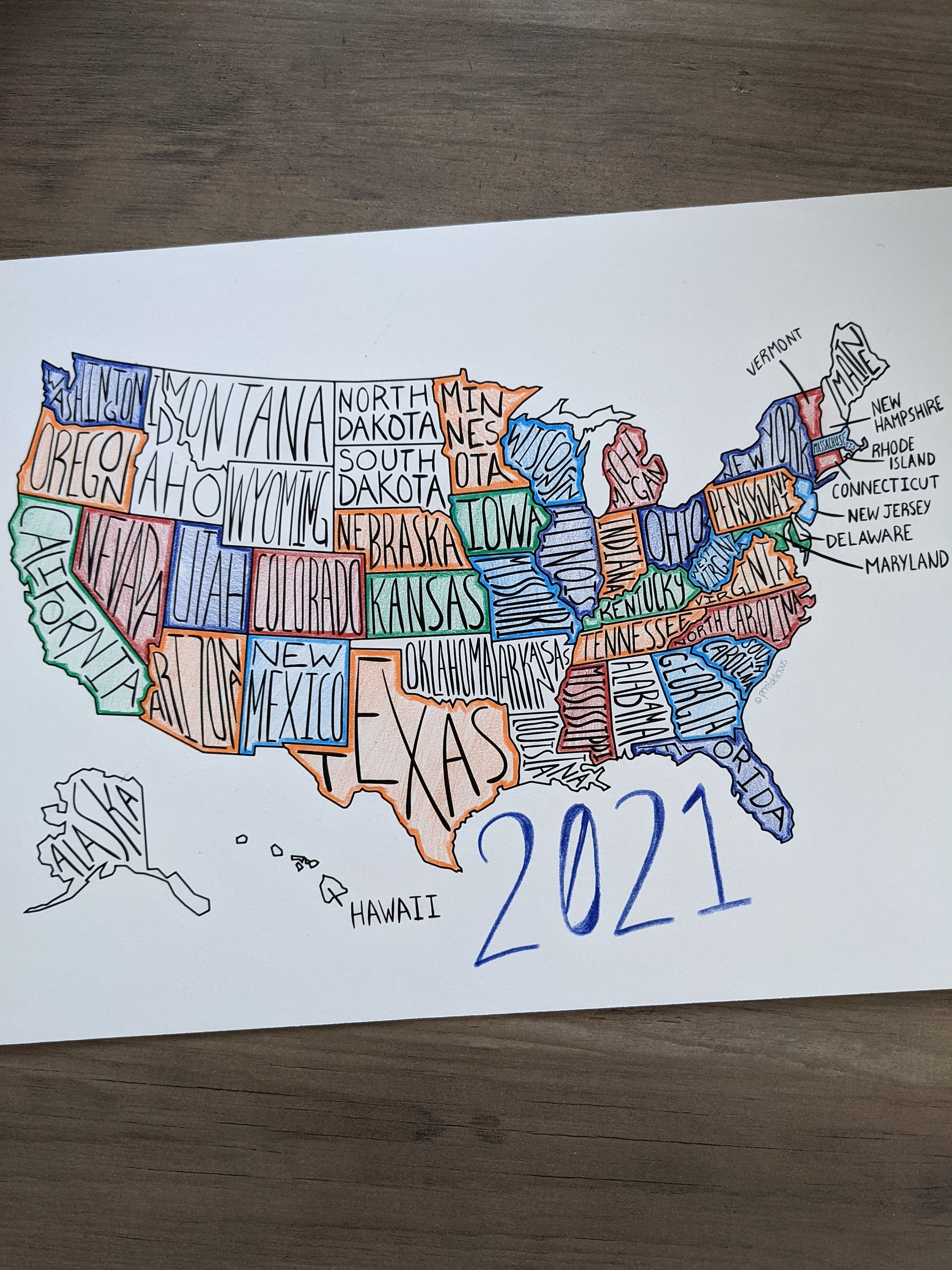 Printable USA State Map Coloring Page - Blank Travel Print, US Sales ...