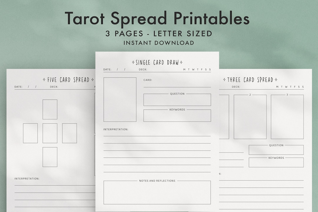 Tarot Journal Spreads 3 Printables | Print Pages, Card Reading, Tarot ...