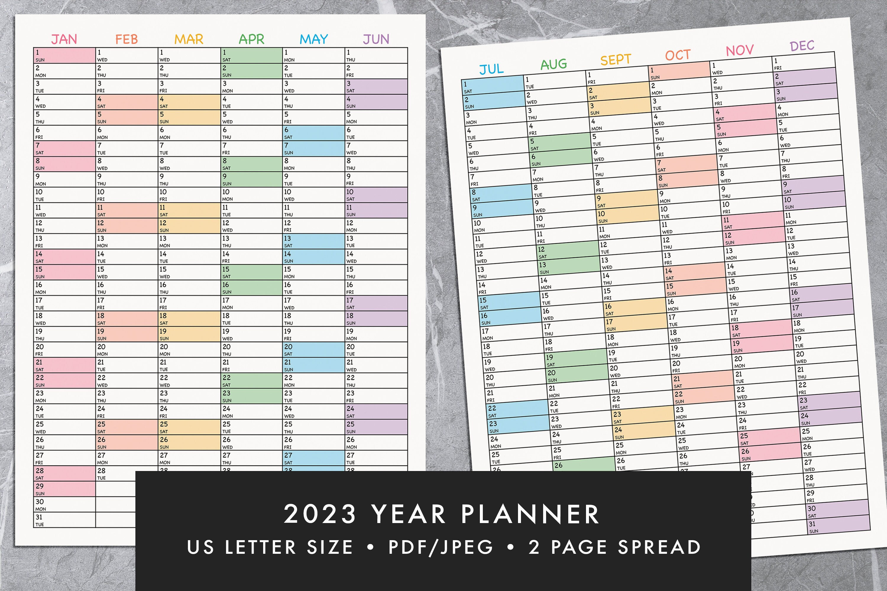 2023 Yearly Calendar Printable, Minimalist Planner (digital Download