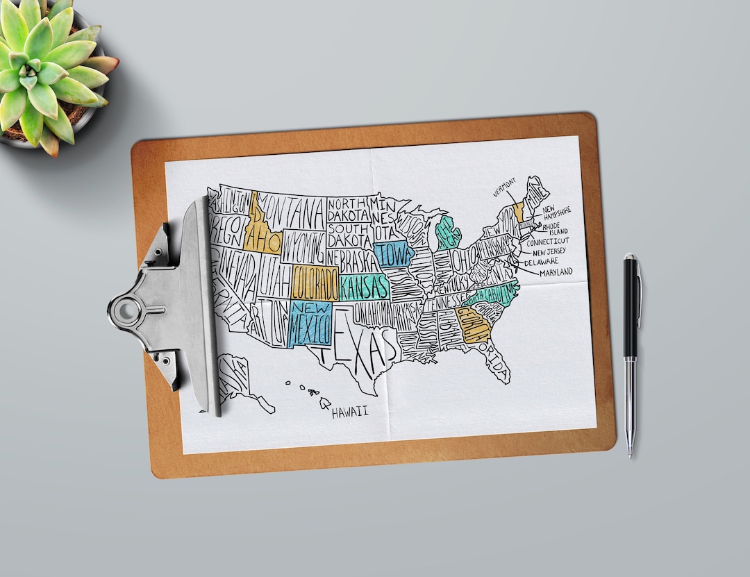 Printable USA State Map Coloring Page - Blank Travel Print, US Sales ...