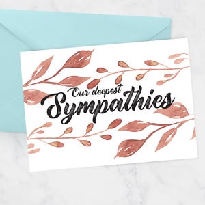 Imprimable Nos plus profondes sympathies Carte - Condoléances imprimables - Cadeau pour le deuil, les funérailles, le décès, le décès, la mort - FICHIERS NUMÉRIQUES