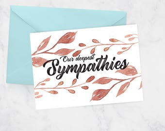 Printable Our Deepest Sympathies Card - Condolence Printables - Gift For Mourning, Funeral, Passing, Passed Away, Died - DIGITAL FILES