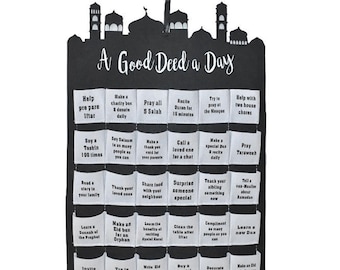 Ramadan Calendar Fabric Wall Hanging, Eid Countdown Decor for Kids