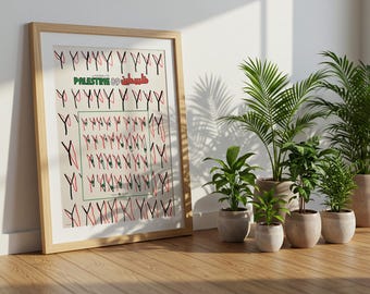 Palestine ’89 Poster – Vintage Solidarity Art Print - Arabic Calligraphy Wall Art