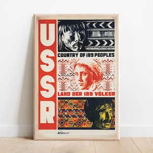 USSR 1930s Propaganda Poster – Country of 189 Peoples | Land der 189 Völker | Soviet Constructivist Wall Art