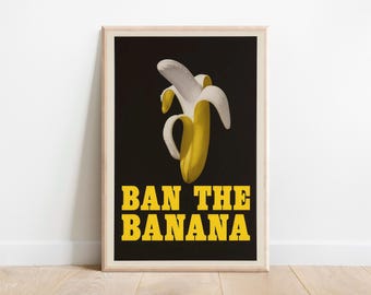 „Bananenverbot“-Poster – Politischer Pop-Art-Druck aus den 1970er Jahren