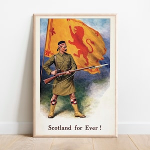 ¡Escocia para siempre! Póster de reclutamiento de soldados escoceses de la Primera Guerra Mundial