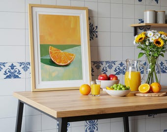 Orange Slice Art Print: Bold Citrus Painting, Modern Kitchen Decor