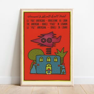 The American-Israeli ‘Peace’ in Lebanon Poster – Anti-War Political Art Print, 1980s Solidarity Illustration, Palestinian Resistance Poster