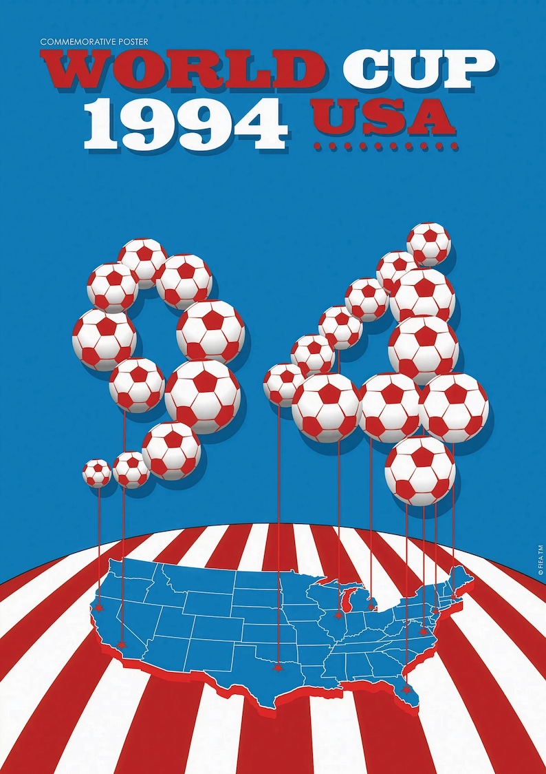 1994 Number 1994 USA Football World Cup Poster | Vintage Art Reproduction - Etsy