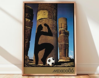 Mexico 1986 Football World Cup Poster | Vintage Art Reproduction