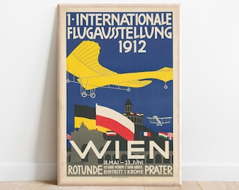 Vienna Aviation Exhibition Poster | 1912 Vintage Flight Art | Alois Zapletal Print | Airplane Wall Art