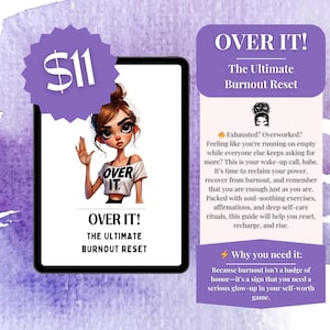 Over It! Burnout Reset – Printable Self-Care Workbook for Exhausted Women | Sassy Girl Suite