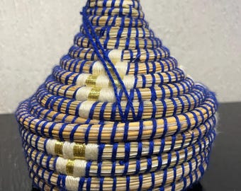 Handwoven Moroccan Basket Box with Lid – Handmade Natural Fiber Storage Decor