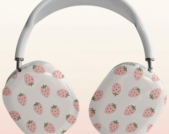 Funda para AirPods Max con estampado de fresa rosa, diseño de fruta pastel suave, moderna funda protectora para auriculares Apple, regalo estético.
