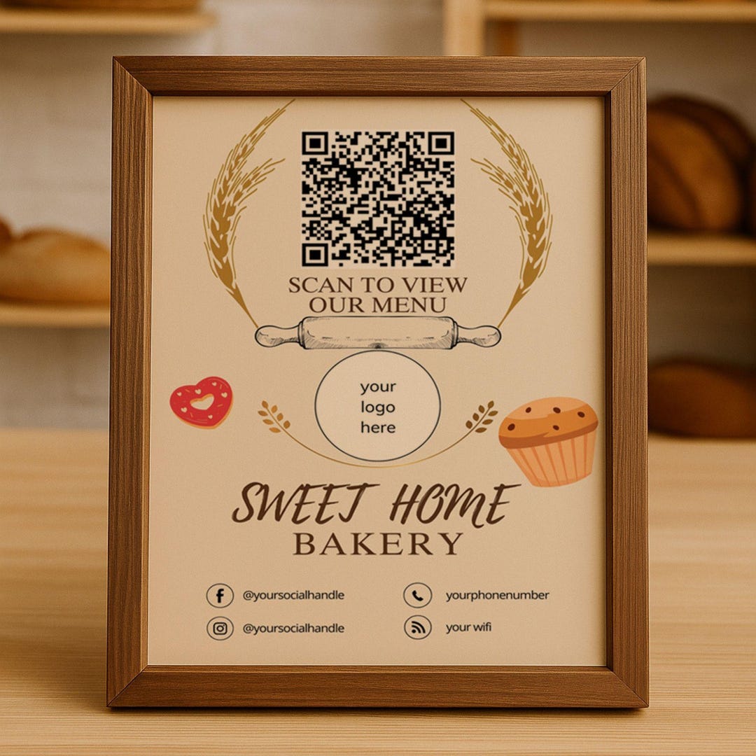 Editable Bakery QR Code Menu Template for Small Business,printable Cafe ...