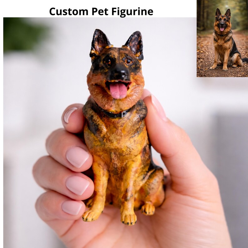 Personalisierte Haustier Figur nach Foto – 3D Hund Statue handbemalt bild 1