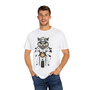 Badass Biker Cat Shirt  Cool Motorcycle Cat T-Shirt, Comfort Colors 1717, Funny Gift for Cat Dads, Pet Lovers, Unisex Tee