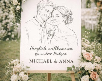 Personalized Wedding Portrait - Minimalist Line Art Canvas, Custom Couple Gift