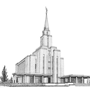 Cartão de felicitações em branco para impressão em pontilhado do Templo SUD Oquirrh Mountain