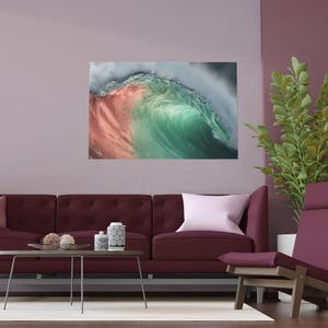 Serene W aves Wall arte komplett Druck, Indoor Outdoor Seidenposter, ozeaniges Decore, minimalistisches Kunstwerk, Ästhetik, entspannende Vibes