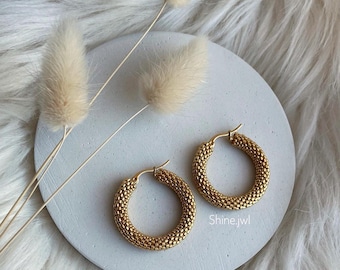 Classic Gold & Silver Beaded Hoop Earrings — Minimalist Handmade Miyuki Jewelry