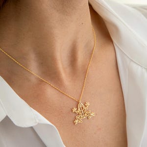 Collar de rana dorada, colgante de animal en plata de ley