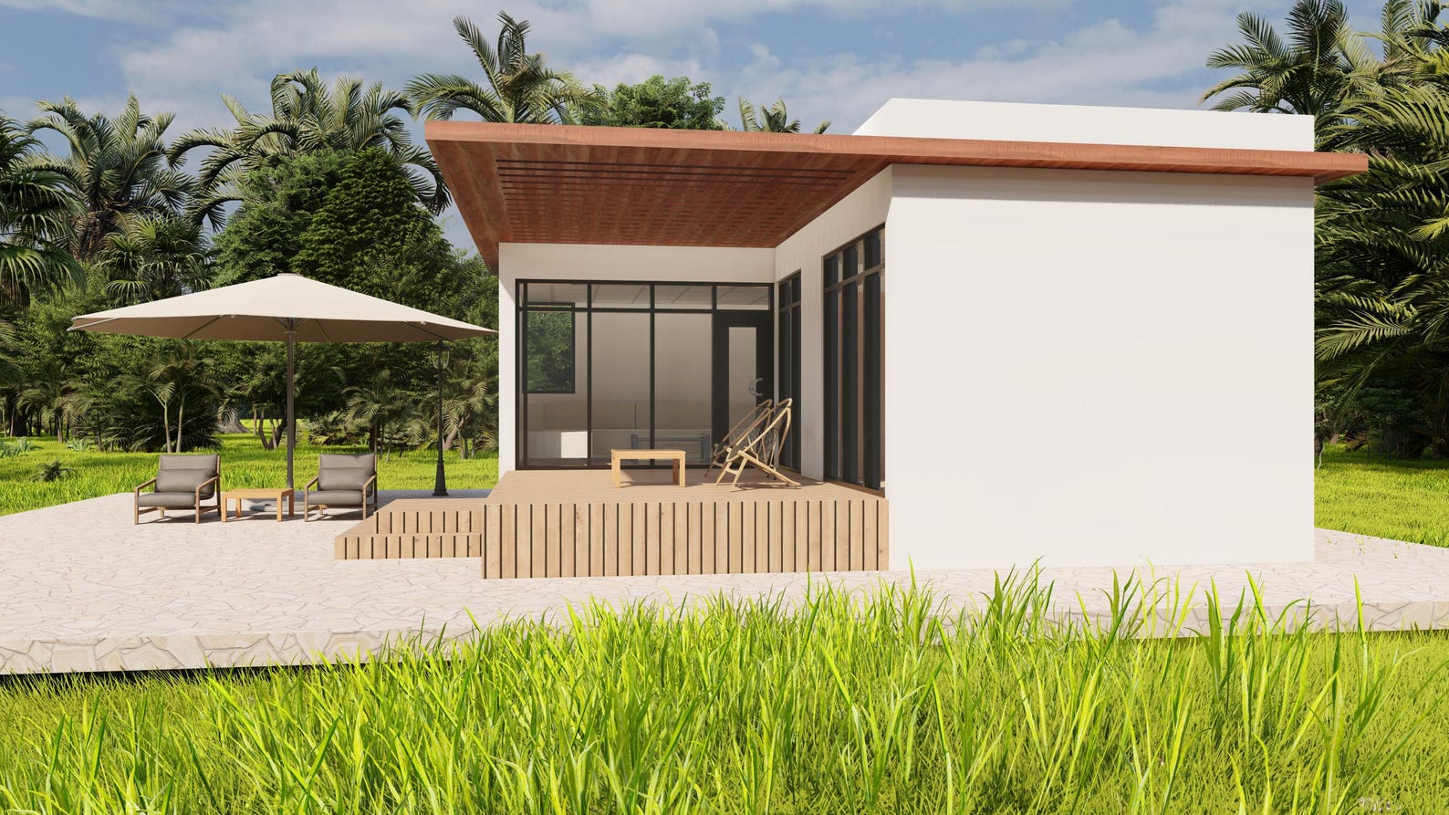 Modern Small House Plan: 1-bedroom Minimalist Home (PDF Floor Plan) - Etsy