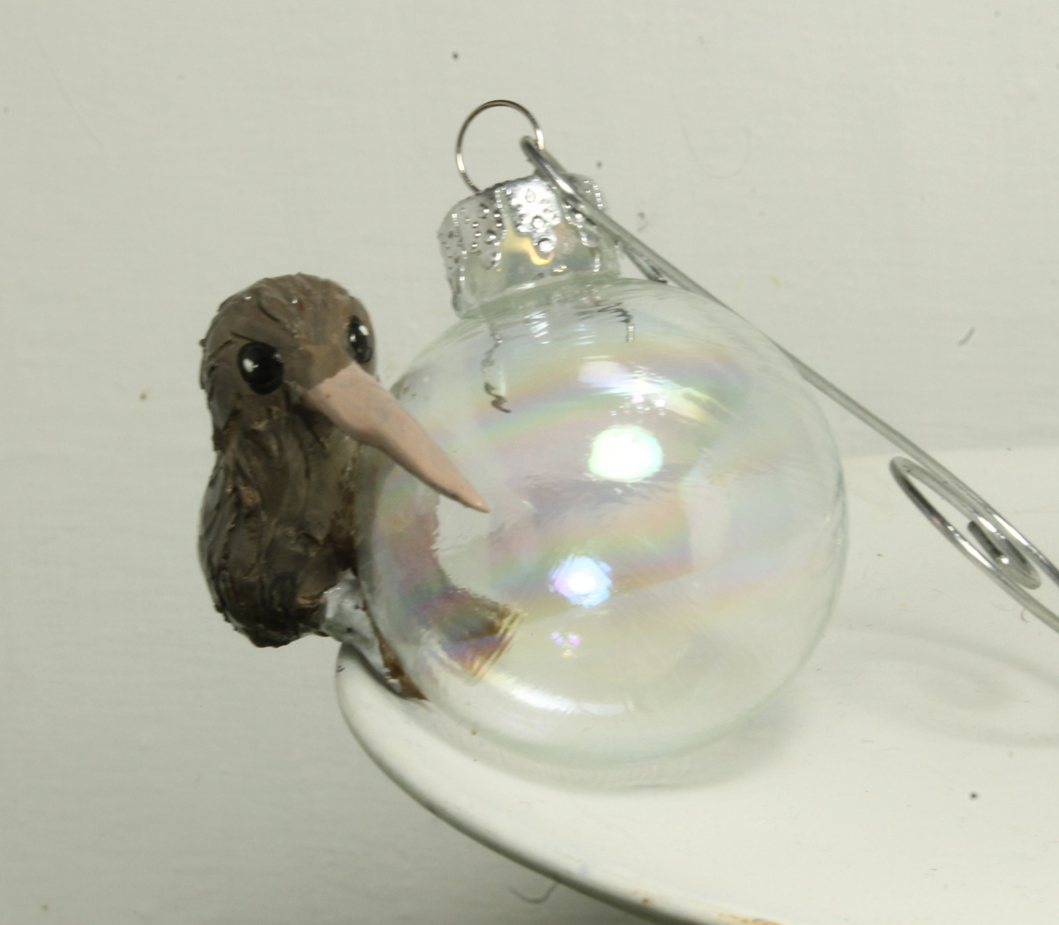 Kiwi bird Ornament Glass and polymer clay Miniature ornament Etsy