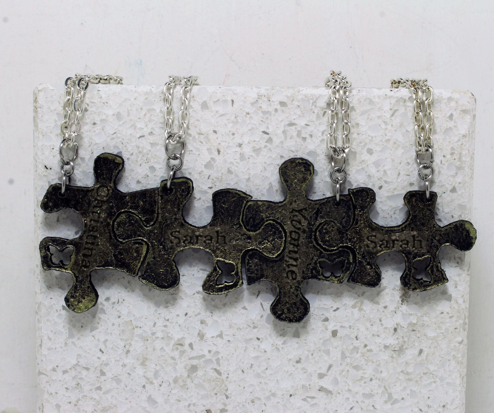 Personalized Puzzle Pieces Necklaces Set of 4 Friendship Etsy