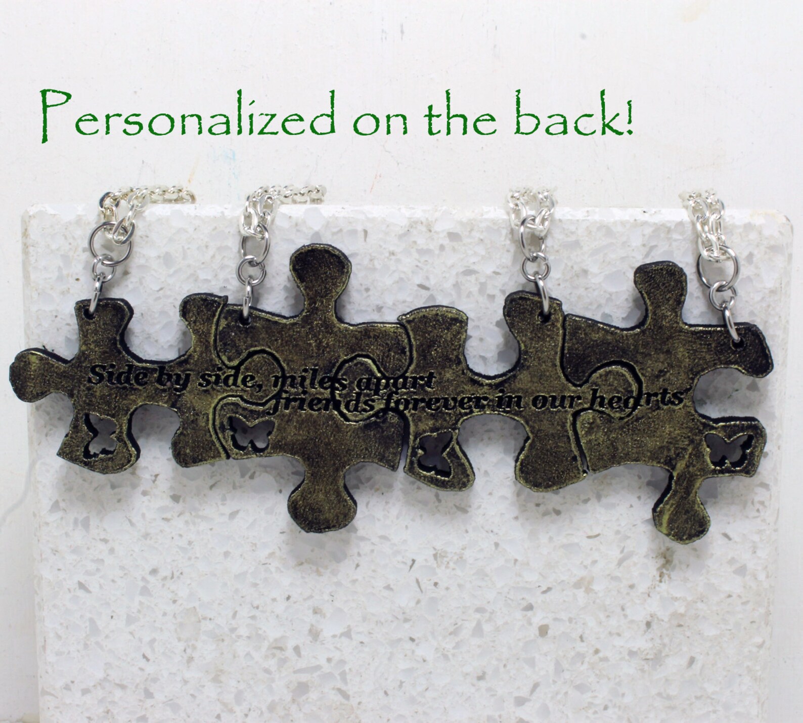 Personalized Puzzle Pieces Necklaces Set of 4 Friendship Etsy