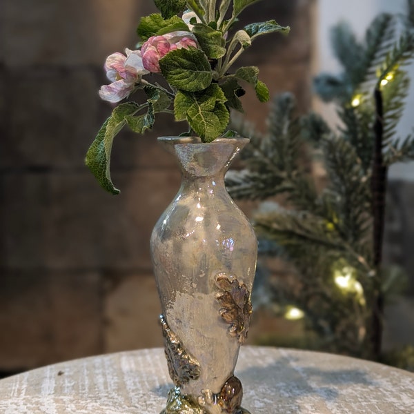 Snail and mushroom nature handmade Mini stoneware vase