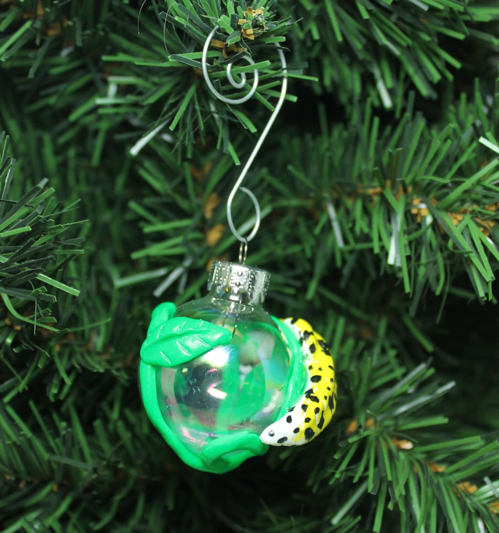 Leopard Gecko Christmas ornament Mini glass ball Polymer clay Etsy