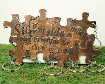 Puzzle Key chains for 8 Side by side quote Your color choice Made To Order