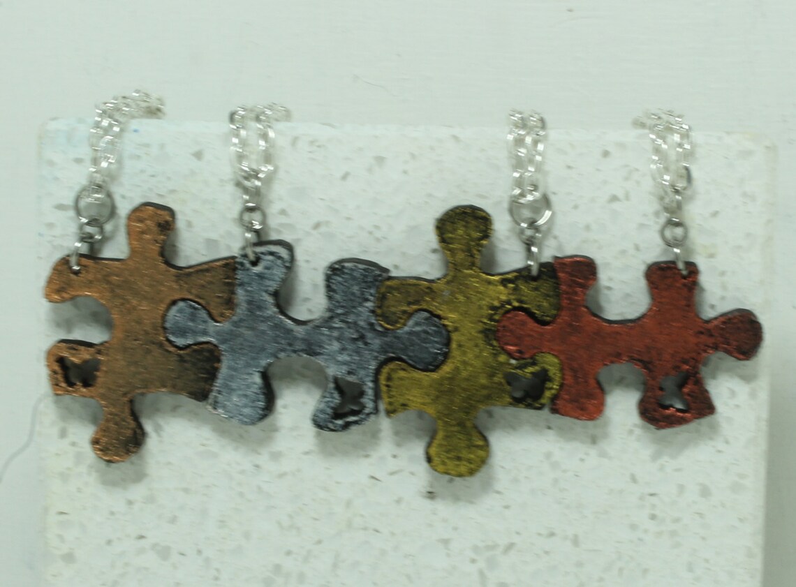 Puzzle Pieces necklaces Set of 4 friendship necklaces with Etsy