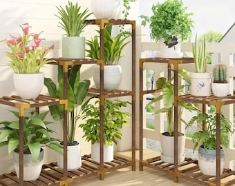11-Tier Wooden Plant Stand: Tall Ladder Shelf, Indoor/Outdoor Display