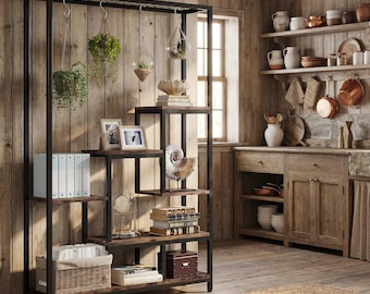 5 Tier Indoor Plant Stand, Tall Metal Plant Rack with Hooks, Large 70 Inch Plant Shelf for Multiple Pots, Home Garden Decor