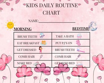 Kids Daily Routine Chart - Morning and Bedtime Schedule Printable for Toddlers