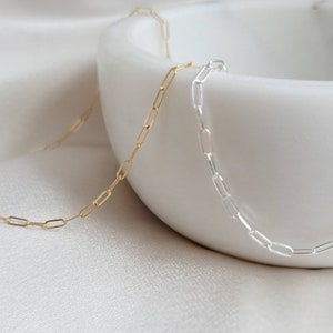 14k Gold Link Necklace| Sterling Silver Paper Clip Chain Necklace-Gold Filled Paper Clip Necklace, Layering Necklace, Gold Filled Layering