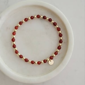 14k Gold Filled Carnelian Beaded Bracelet