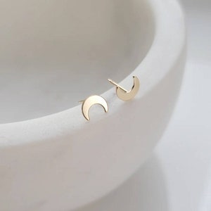 14k Gold Filled Crescent Moon Studs | Moon Studs, Gold Moon Studs, Modern Minimalist